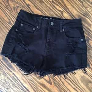 American Eagle Hi-Rise Festival Black Cutoffs